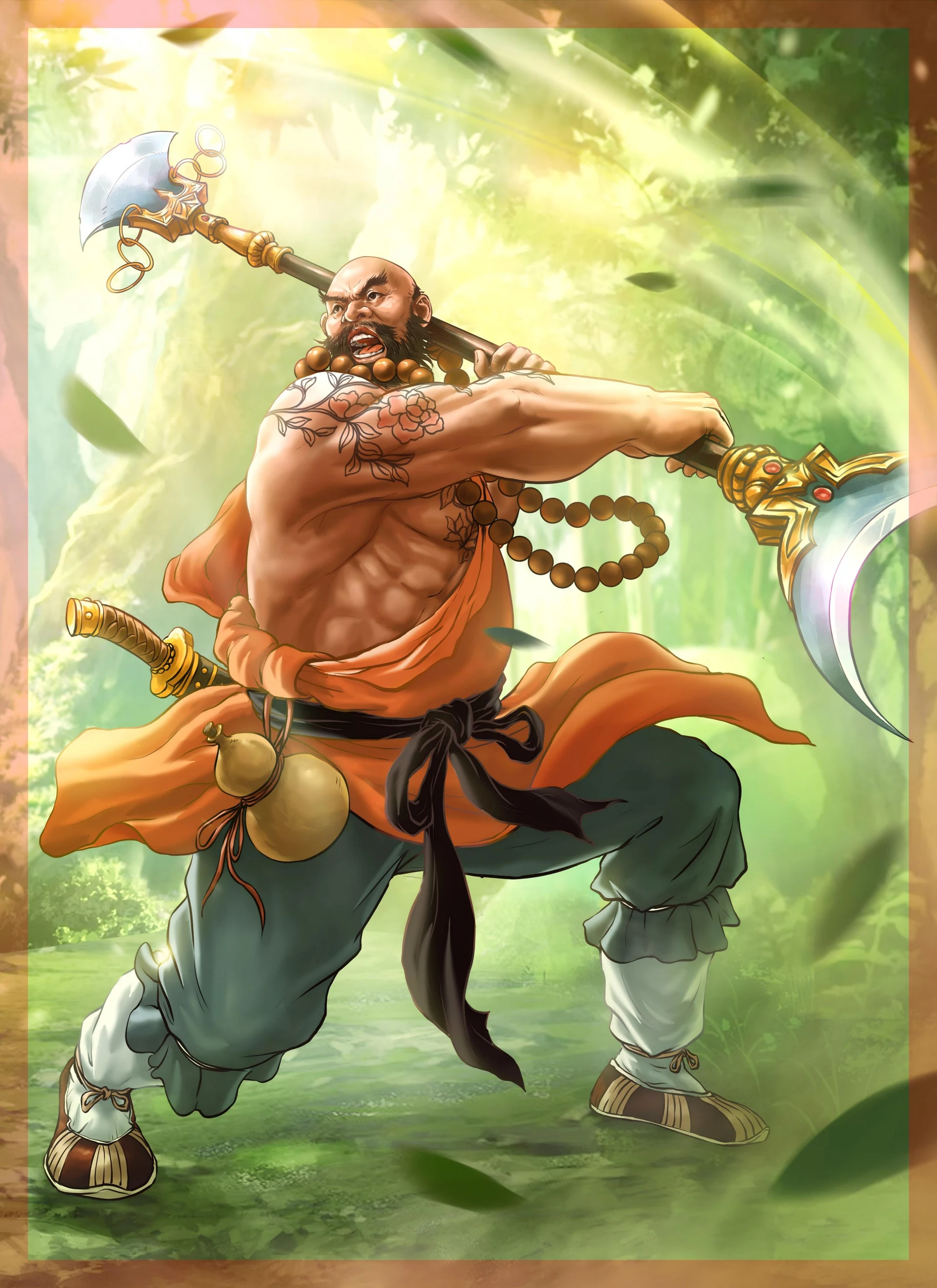 Warrior monk wielding a polearm